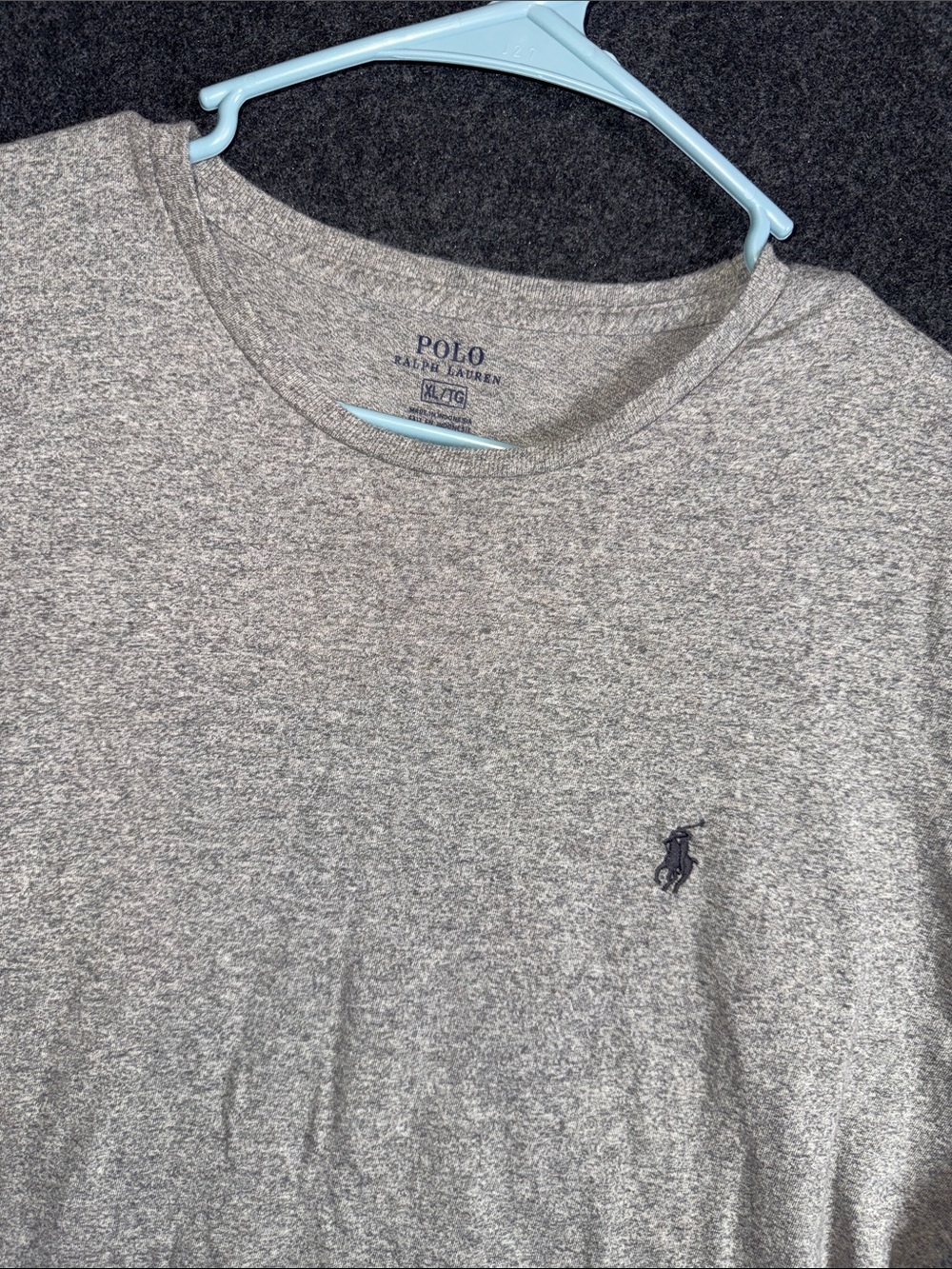 Polo by Ralph Lauren Men's Long Sleeve Tee - Heather Gray with Navy Pony